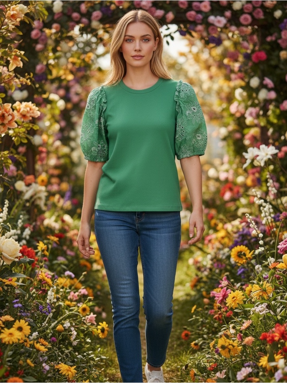 LOFT green short-sleeve top with a crew neckline. Size XL